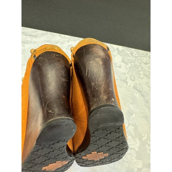 Sam Edelman Size 6M Angelina Moccasin Wedge Shoe Orange Fringe Suede - Picture 14 of 16